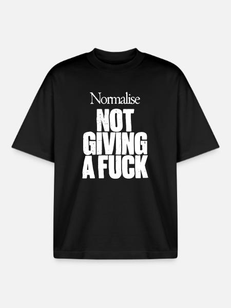 Normalise not giving a fuck - Boxy Heavyweight Unisex Organic T-Shirt by Stanley/Stella - black