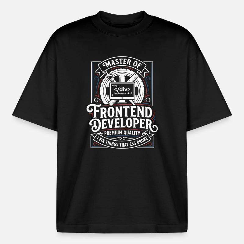 Maître frontend : art CSS HTML - T-shirt unisexe boxy épais biologique Stanley/Stella - noir