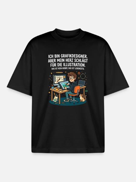 Grafikdesigner Illustration Leidenschaft - Boxy Heavyweight Unisex Organic T-Shirt von Stanley/Stella - Schwarz