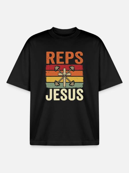 Reps For Jesus Men Religious - Boxy Heavyweight Unisex Organic T-Shirt by Stanley/Stella - black