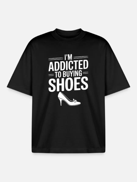 I'm Addicted To Buying Shoes - Boxy Heavyweight Unisex Organic T-Shirt by Stanley/Stella - black