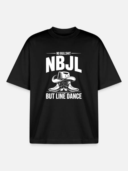 NBJL – No Bullshit Just Line Dance - Boxy Heavyweight Unisex Organic T-Shirt by Stanley/Stella - black