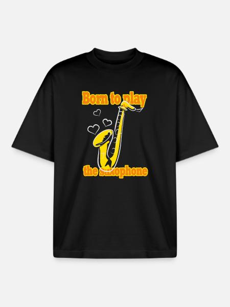 Saxophone music - Boxy Heavyweight Unisex Organic T-Shirt by Stanley/Stella - black
