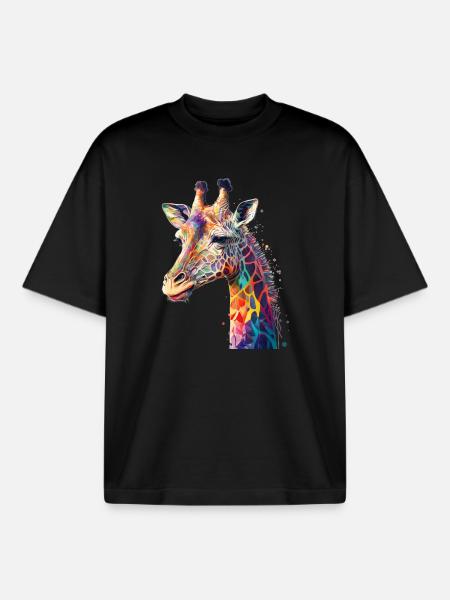 Giraffe - Boxy Heavyweight Unisex Organic T-Shirt by Stanley/Stella - black