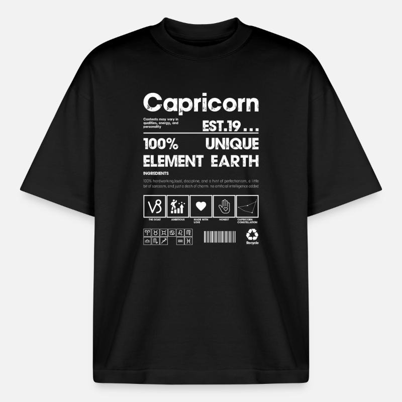Steinbock erdgebunden 100% Element - Boxy Heavyweight Unisex Organic T-Shirt von Stanley/Stella - Schwarz