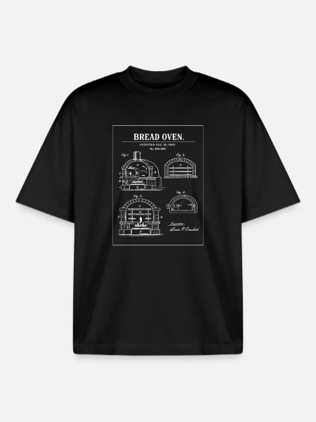Bread Oven Blueprint Design - Boxy Heavyweight Unisex Organic T-Shirt by Stanley/Stella - black