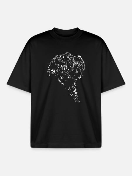 Russian Black Terrier Silhouette Wilsigns - Boxy Heavyweight Unisex Organic T-Shirt by Stanley/Stella - black