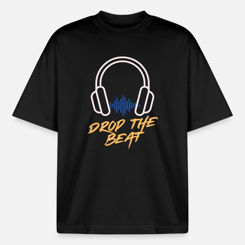 Waveform Drop the Beat Kopfhörer - Boxy Heavyweight Unisex Organic T-Shirt von Stanley/Stella - Schwarz