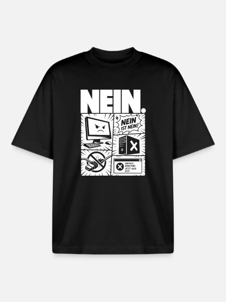 Nein ist Nein Computer IT Design - Boxy Heavyweight Unisex Organic T-Shirt von Stanley/Stella - Schwarz