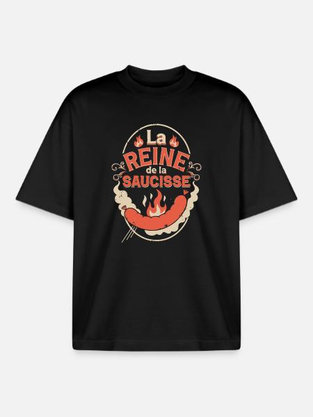 Reine de la Saucisse - T-shirt unisexe boxy épais biologique Stanley/Stella - noir