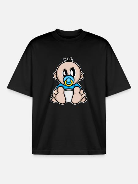 bébé, grossesse - T-shirt unisexe boxy épais biologique Stanley/Stella - noir