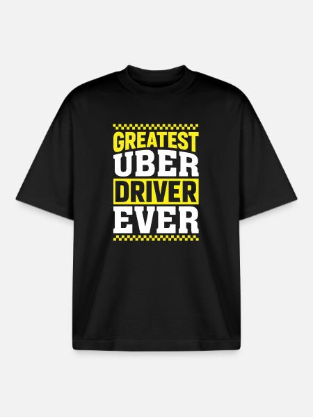 Great Uber driver motif - Boxy Heavyweight Unisex Organic T-Shirt by Stanley/Stella - black