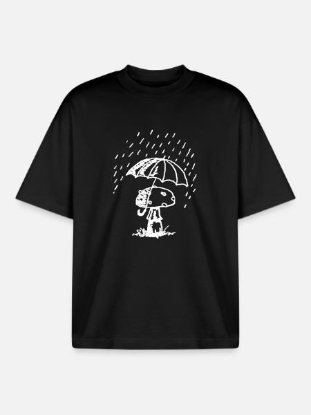 Pilze im Regen - Boxy Heavyweight Unisex Organic T-Shirt von Stanley/Stella - Schwarz