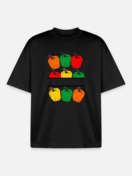 Vierfarbiges Peppers-Namensbanner - Boxy Heavyweight Unisex Organic T-Shirt von Stanley/Stella - Schwarz