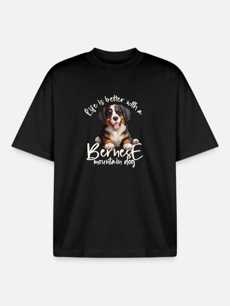 Bouvier bernois - T-shirt unisexe boxy épais biologique Stanley/Stella - noir