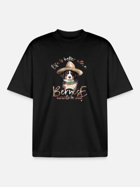 Bernese mountain dog - Boxy Heavyweight Unisex Organic T-Shirt by Stanley/Stella - black