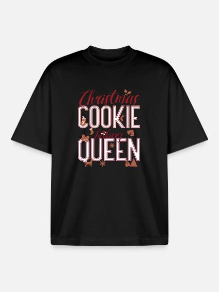 Christmas Cookie Baking Queen - Boxy Heavyweight Unisex Organic T-Shirt by Stanley/Stella - black