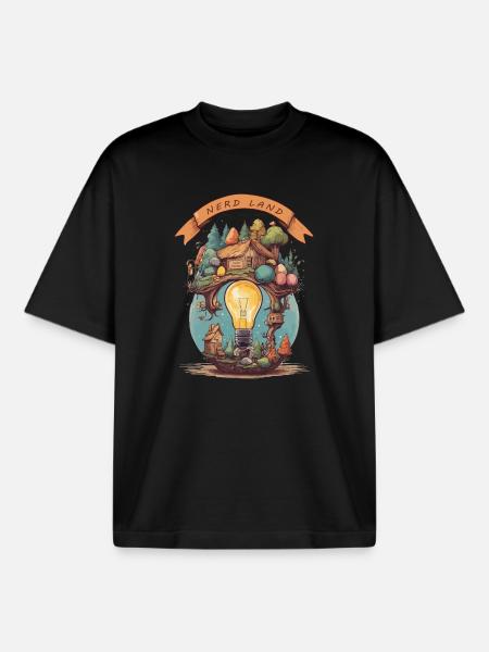 Nerd Land - Boxy Heavyweight Unisex Organic T-Shirt by Stanley/Stella - black