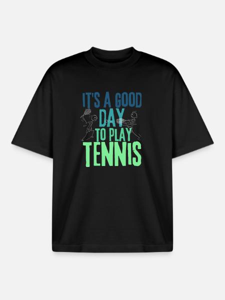Good Day to Play Tennis - Boxy Heavyweight Unisex Organic T-Shirt by Stanley/Stella - black