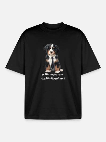 Bouvier bernois - T-shirt unisexe boxy épais biologique Stanley/Stella - noir