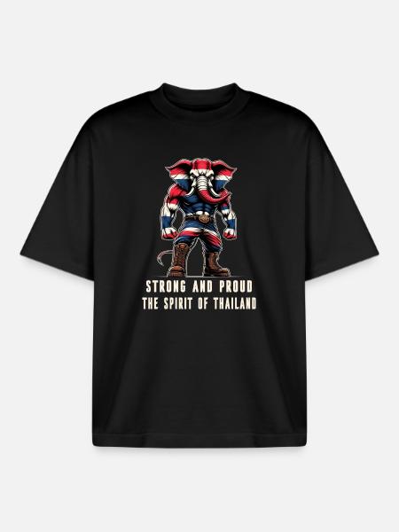 Thailand flag elephant - Boxy Heavyweight Unisex Organic T-Shirt by Stanley/Stella - black