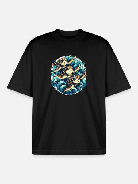 Koi style sea pines - Boxy Heavyweight Unisex Organic T-Shirt by Stanley/Stella - black