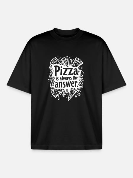 PIZZA IS ALWAYS THE ANSWER - Boxy Heavyweight Unisex Organic T-Shirt by Stanley/Stella - black
