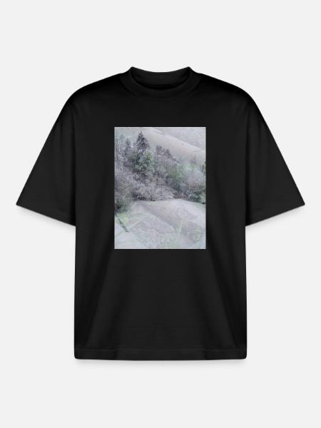 Snow Landscape with Treetrunks - Boxy Heavyweight Unisex Organic T-Shirt by Stanley/Stella - black