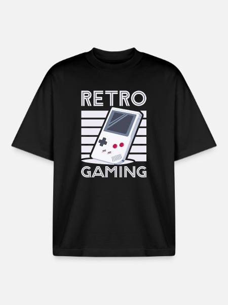 Retro Gaming 1 by Helfspawn - Boxy Heavyweight Unisex Organic T-Shirt by Stanley/Stella - black