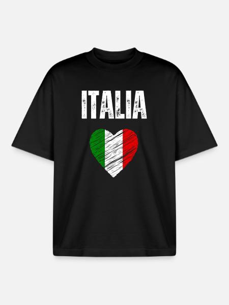 I love Italy, flag of Italy - Boxy Heavyweight Unisex Organic T-Shirt by Stanley/Stella - black