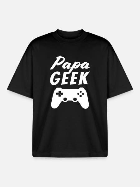 Geek Dad - Boxy Heavyweight Unisex Organic T-Shirt by Stanley/Stella - black