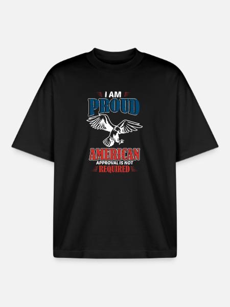 Proud American design with eagle - Boxy Heavyweight Unisex Organic T-Shirt by Stanley/Stella - black