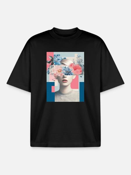 Abstract floral femininity - Boxy Heavyweight Unisex Organic T-Shirt by Stanley/Stella - black