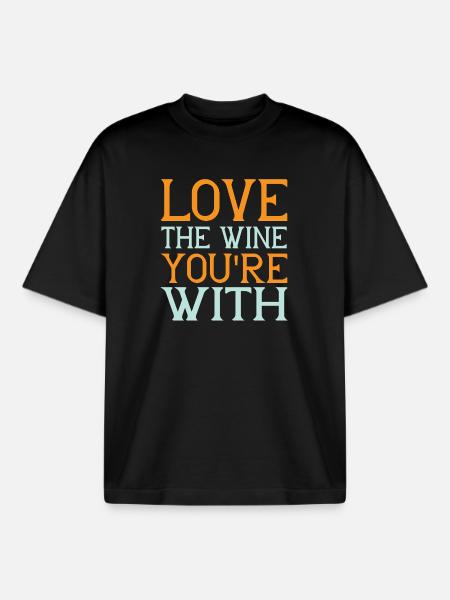 Love wine - Boxy Heavyweight Unisex Organic T-Shirt by Stanley/Stella - black