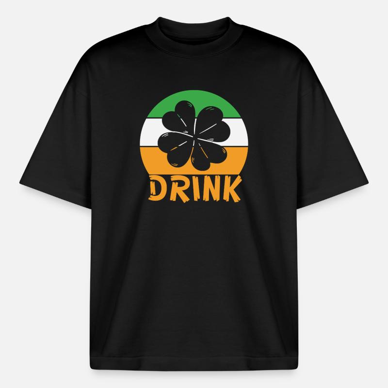 Boisson de la Saint-Patrick - T-shirt unisexe épais coupe boxy Stanley/Stella - noir