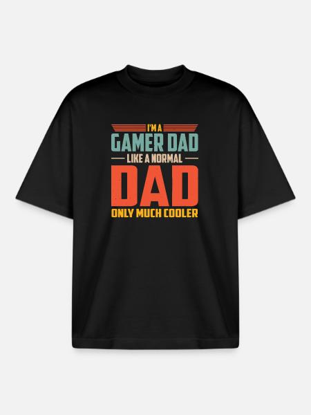 Gamer Dad Viel Cooler - Boxy Heavyweight Unisex Organic T-Shirt von Stanley/Stella - Schwarz