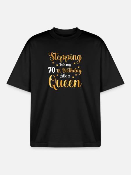 70 Birthday Like a Queen - Boxy Heavyweight Unisex Organic T-Shirt by Stanley/Stella - black