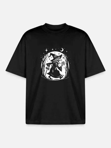 Funny Witch Design – Comic Fun - Boxy Heavyweight Unisex Organic T-Shirt by Stanley/Stella - black