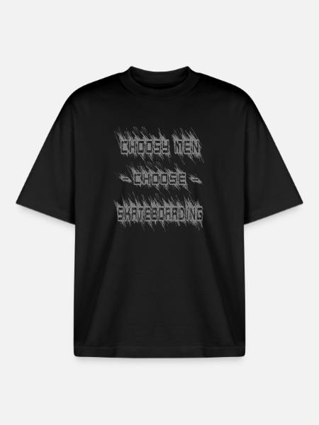 Choosy men choose skateboarding - Boxy Heavyweight Unisex Organic T-Shirt by Stanley/Stella - black