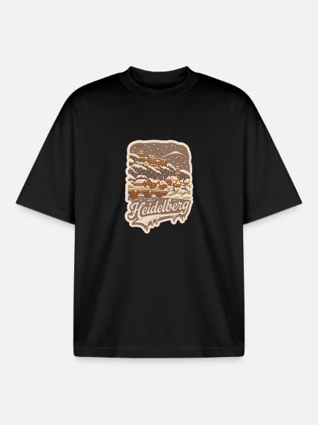 Heidelberg snowy city - Boxy Heavyweight Unisex Organic T-Shirt by Stanley/Stella - black