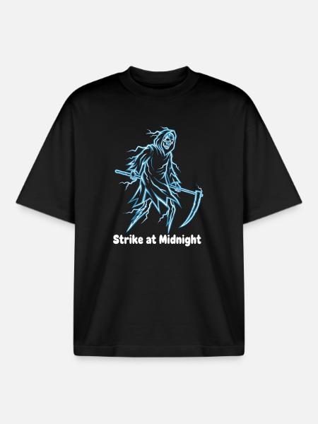Midnight Skeleton Neon - Boxy Heavyweight Unisex Organic T-Shirt by Stanley/Stella - black