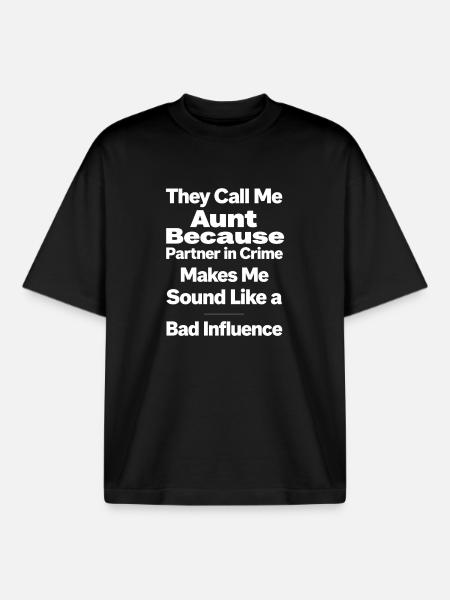 Aunt Partner in Crime Tee - Boxy Heavyweight Unisex Organic T-Shirt by Stanley/Stella - black