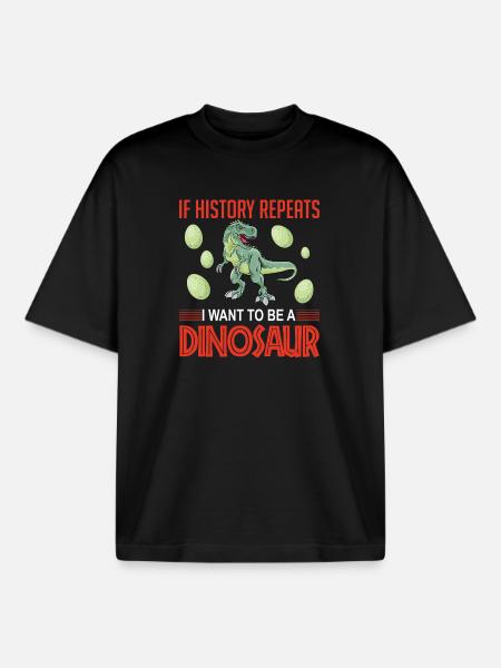 History repeats dinosaur - Boxy Heavyweight Unisex Organic T-Shirt by Stanley/Stella - black