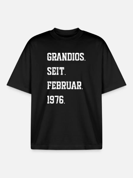50th birthday February 1976 - Boxy Heavyweight Unisex Organic T-Shirt by Stanley/Stella - black