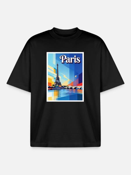 Pariser Prisma-Eiffel - Boxy Heavyweight Unisex Organic T-Shirt von Stanley/Stella - Schwarz