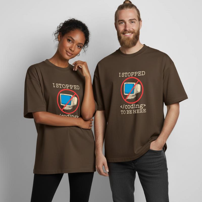 Programmer en train de coder drôle T-shirt unisexe épais coupe boxy Stanley/Stella