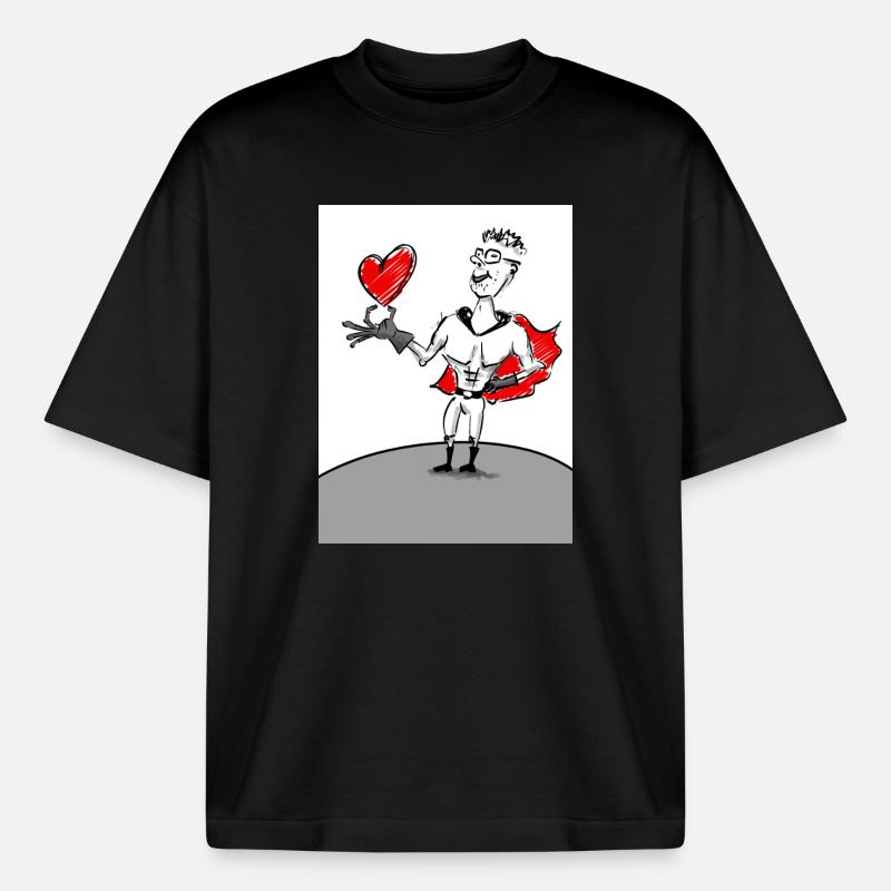 Herzheld: Superheld mit Herz - Boxy Heavyweight Unisex Organic T-Shirt von Stanley/Stella - Schwarz