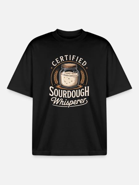 Certified Sourdough Whisperer - Boxy Heavyweight Unisex Organic T-Shirt by Stanley/Stella - black