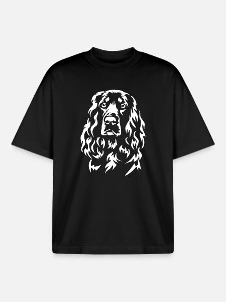 Field Spaniel Head "Black Edition" - Boxy Heavyweight Unisex Organic T-Shirt by Stanley/Stella - black
