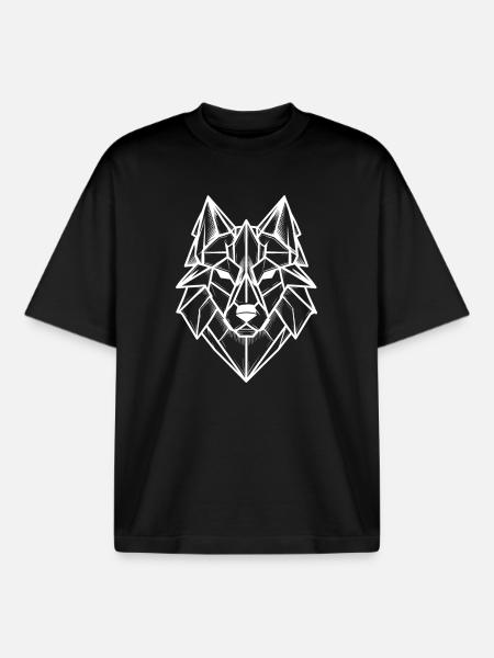 Geometric wolf logo - Boxy Heavyweight Unisex Organic T-Shirt by Stanley/Stella - black